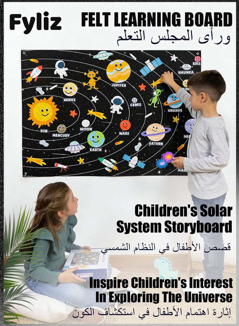 Fyliz Solar System Felt Board for Kids – Educational Montessori Space Learning Toy for Toddlers - Image 1